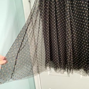 H&M black tulle midi-skirt with brown polka-dots